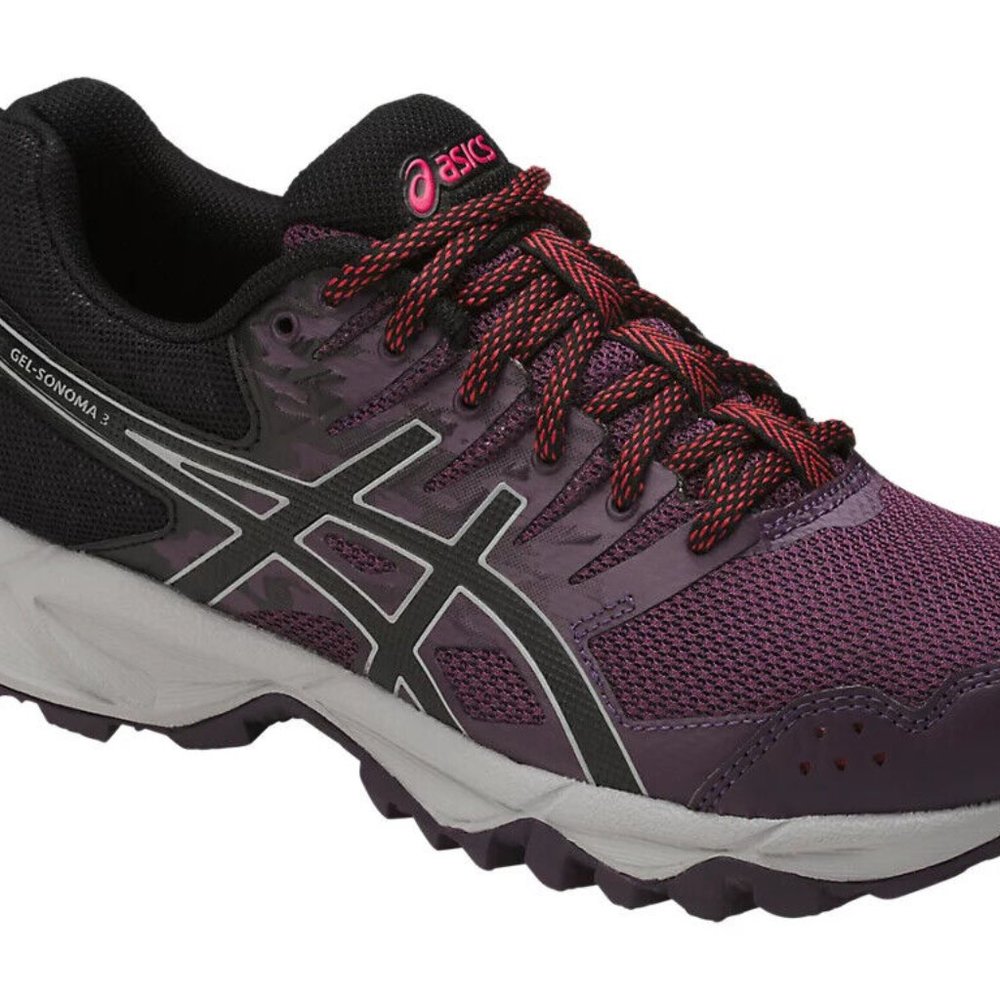 Asics Gel Sonoma 3 Running Shoes Womens Size 9 Sneakers T774N Black/Grey/Purple - Picture 1 of 8